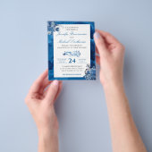 Blauwe Waterverf floral Elegant Wedding budget Flyer (Hand)