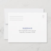 Blauwe Waterverf Floral Faux Folie RSVP Briefkaart (Achterkant)