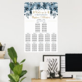 Blauwe Waterverf Floral | Faux Gold Boy Baptisme Poster (Thuiskantoor)