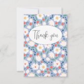 Blauwe Waterverf Floral Flat Hartelijk dank Bedankkaart (Voorkant)