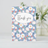 Blauwe Waterverf Floral Flat Hartelijk dank Bedankkaart (Staand voorkant)