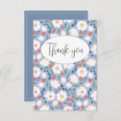 Blauwe Waterverf Floral Flat Hartelijk dank Bedankkaart (Voorkant / Achterkant)