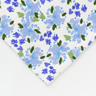 Blauwe Waterverf Floral Garden Fleece Blanket Deken