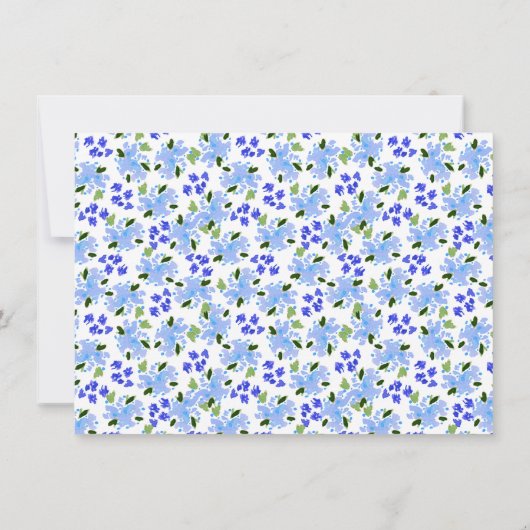 Blauwe Waterverf Floral Garden op maat Notitiekaartje (Achterkant)