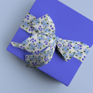 Blauwe Waterverf Floral Garden Satijnen Lint