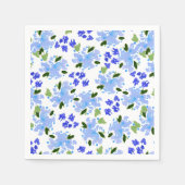 Blauwe Waterverf Floral Garden Servet (Voorkant)