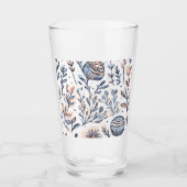 Blauwe Waterverf Floral Glass Cup Glas (Voorkant)
