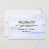 Blauwe Waterverf Floral Hartelijk dank voor uw bru Bedankkaart (Achterkant)