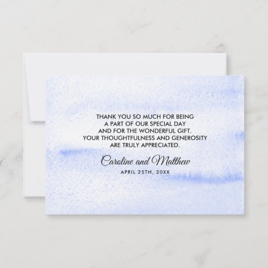 Blauwe Waterverf Floral Hartelijk dank voor uw bru Bedankkaart (Achterkant)