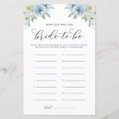 Blauwe Waterverf Floral hoe oud was het spel (Voorkant)