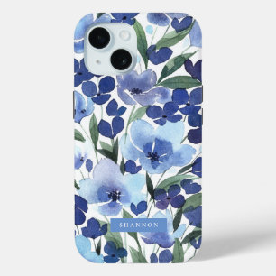 Blauwe Waterverf Floral iPhone / iPad case