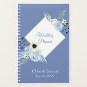 Blauwe Waterverf Floral Lijst bruiloft Planner (Voorkant)