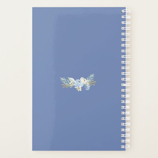 Blauwe Waterverf Floral Lijst bruiloft Planner (Achterkant)