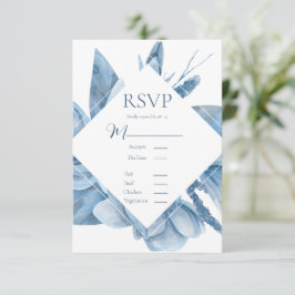 Blauwe Waterverf Floral Lijst RSVP Kaartje