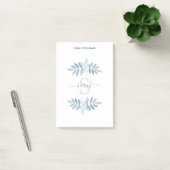 Blauwe Waterverf Floral Monogram Post-it® Notes (Kantoor)