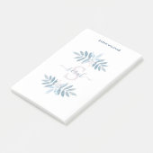 Blauwe Waterverf Floral Monogram Post-it® Notes (Schuin)
