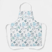 Blauwe Waterverf Floral Monogram Schort (Voorkant)
