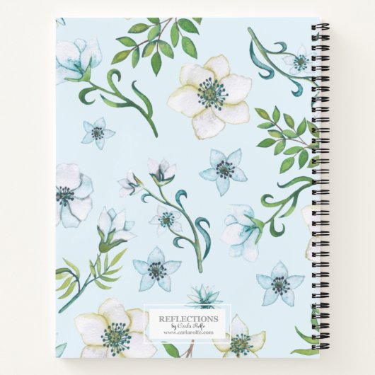  Blauwe Waterverf Floral Notitieboek (Achterkant)