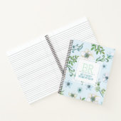  Blauwe Waterverf Floral Notitieboek (Binnen)