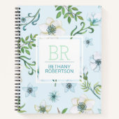  Blauwe Waterverf Floral Notitieboek (Voorkant)