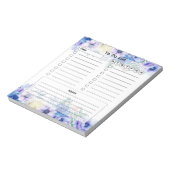 Blauwe Waterverf Floral om lijst te doen Notitieblok (Linkerzijde)