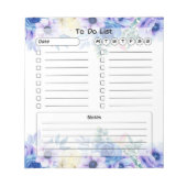 Blauwe Waterverf Floral om lijst te doen Notitieblok (Voorkant)