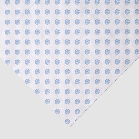 Blauwe Waterverf Floral Patroon Tissuepapier (Detail)