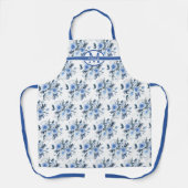 Blauwe Waterverf Floral Pattern Monogram Schort (Voorkant)