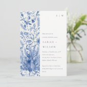 Blauwe Waterverf Floral Peacock Couples Shower Kaart (Staand voorkant)