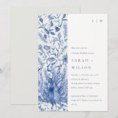 Blauwe Waterverf Floral Peacock Couples Shower Kaart (Voorkant / Achterkant)