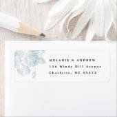  Blauwe Waterverf Floral Return Address Etiket (Insitu)