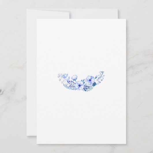 Blauwe Waterverf Floral Rustic Wedding Kaart (Achterkant)