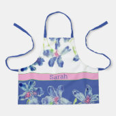 Blauwe Waterverf Floral Schort (Voorkant)