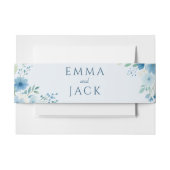 Blauwe Waterverf Floral sierlijke botanische bruil Uitnodigingen Wikkel (Voorkant Voorbeeld)