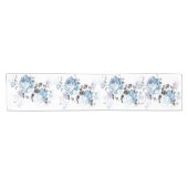 blauwe Waterverf Floral Table Runner Korte Tafelloper (Horizontaal)