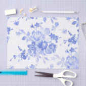 Blauwe Waterverf Floral Tissuepapier (Craft)