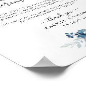 Blauwe waterverf floral Unplugged ceremonieteken Poster (Hoek)