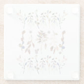 Blauwe Waterverf Floral van de witte bessen Glazen Onderzetter (Achterkant)