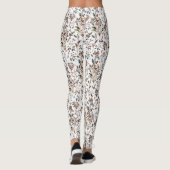 Blauwe Waterverf Floral van de witte bessen Leggings (Achterkant)