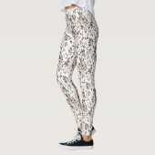 Blauwe Waterverf Floral van de witte bessen Leggings (Links)