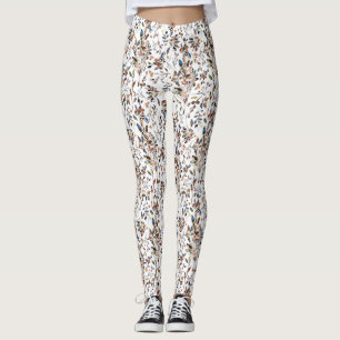 Blauwe Waterverf Floral van de witte bessen Leggings