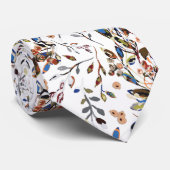 Blauwe Waterverf Floral van de witte bessen Stropdas (Opgerold)