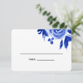 Blauwe Waterverf Floral Weddenschappen Kaart (Staand voorkant)