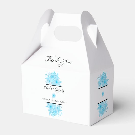 Blauwe Waterverf Floral Wedding Bedankdoosjes (Voorkant Zijde)