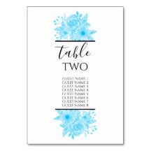 Blauwe Waterverf Floral Wedding Guest Names