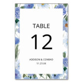 Blauwe Waterverf Floral Wedding Kaart (Voorkant)