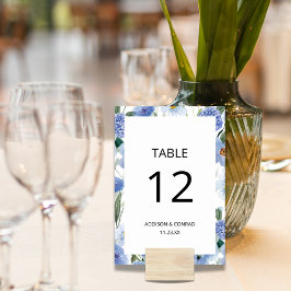Blauwe Waterverf Floral Wedding Kaart