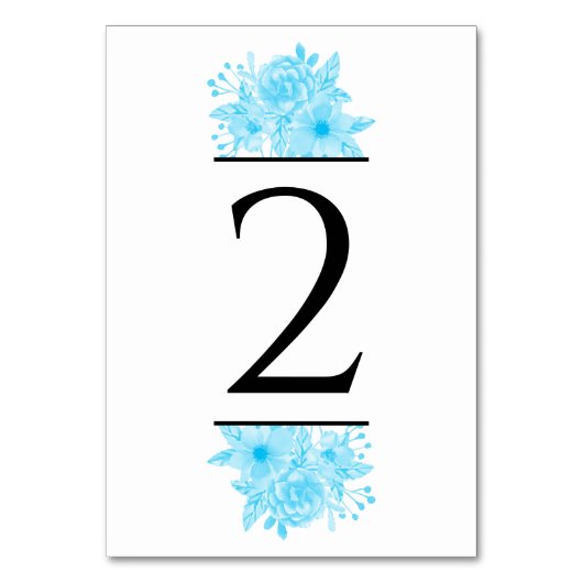 Blauwe Waterverf Floral Wedding Kaart (Voorkant)