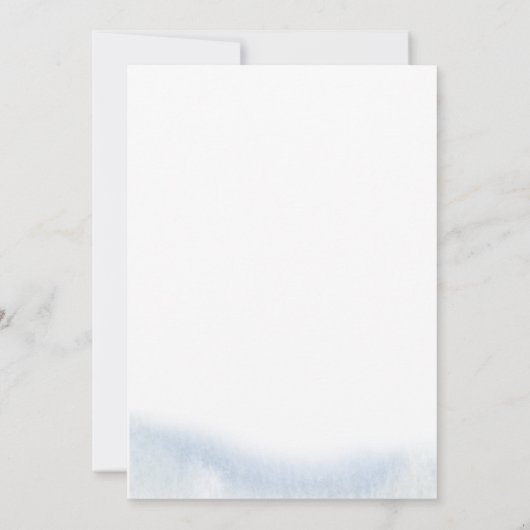 Blauwe Waterverf Floral Wedding Kaart (Achterkant)