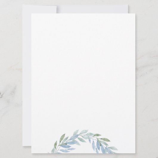 Blauwe Waterverf Floral Wedding Kaart (Achterkant)